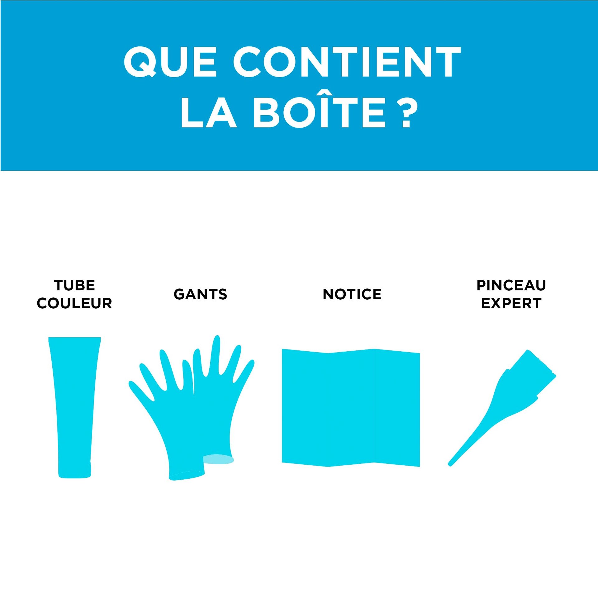 Dans une boite de coloration Colorista Semi Permanente, il y a un tube couleur, des gants, une notice et pinceaux expert